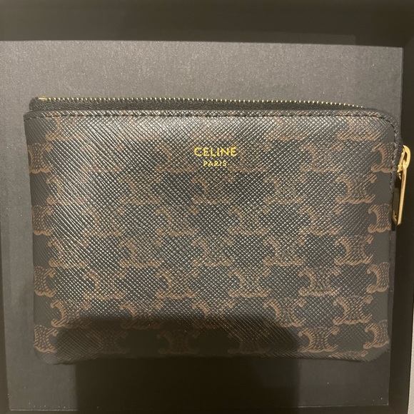 Celine card and card pouch in triomphe black canvas - Picture 2 of 8